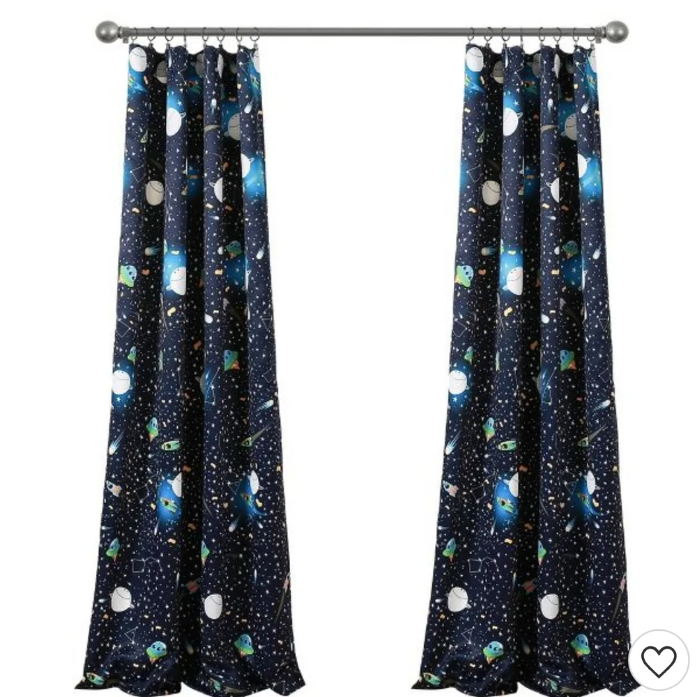 💙Universe Room Darkening Window Curtain Panels Navy - Lush Décor